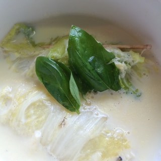 ロール白菜の豆乳スープ